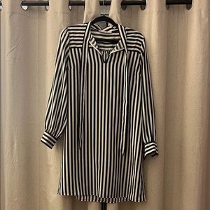 Black and White Striped Shirt Dress